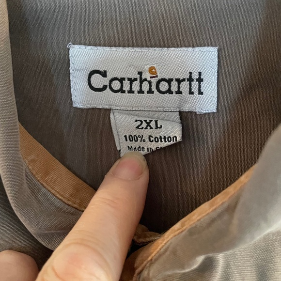 Carhartt Work Shirt Olive Green Button Down Shirt/Shacket 100% Cotton XXL Men’s - Picture 2 of 14